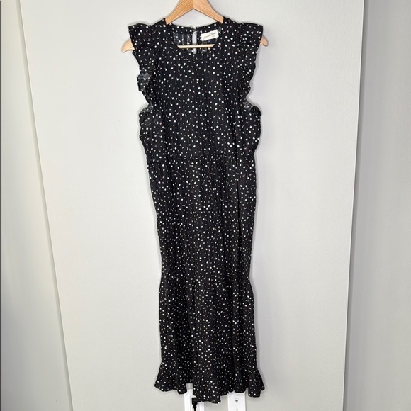 Universal Thread Cotton Ruffle Sleeveless Maxi Dress in Black Floral Size Large - Picture 1 of 9